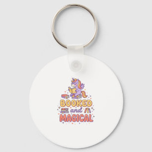 Unicorn Booked and Magical Print Ready White Backg Key Ring