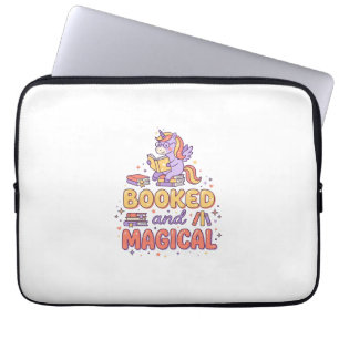 Unicorn Booked and Magical Print Ready White Backg Laptop Sleeve