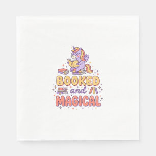 Unicorn Booked and Magical Print Ready White Backg Napkin