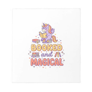 Unicorn Booked and Magical Print Ready White Backg Notepad