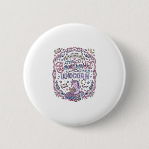 Unicorn Booktrovert Unicorn Playful Cute Gift Desi 6 Cm Round Badge