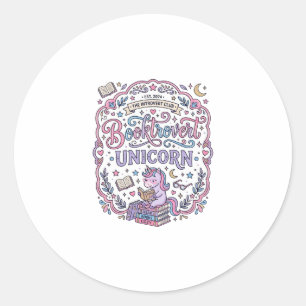 Unicorn Booktrovert Unicorn Playful Cute Gift Desi Classic Round Sticker