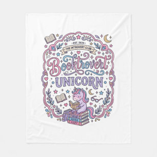 Unicorn Booktrovert Unicorn Playful Cute Gift Desi Fleece Blanket