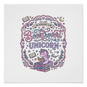 Unicorn Booktrovert Unicorn Playful Cute Gift Desi Poster