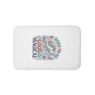 Unicorn Born to Be Loud and Magical Original White Bath Mat