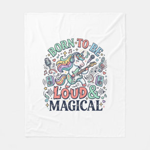 Unicorn Born to Be Loud and Magical Original White Fleece Blanket