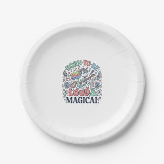 Unicorn Born to Be Loud and Magical Original White Paper Plate