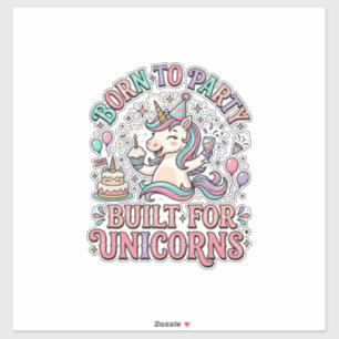 Unicorn Born to Party Built for Unicorns Retro Sty