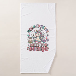 Unicorn Born to Party Built for Unicorns Retro Sty Bath Towel