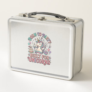 Unicorn Born to Party Built for Unicorns Retro Sty Metal Lunch Box