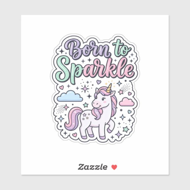 Unicorn Born to Sparkle Graphic Design Merch Desig (Sheet)