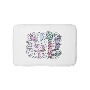 Unicorn Born to Sparkle Graphic Design Merch Desig Bath Mat