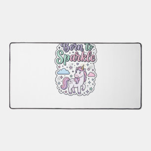 Unicorn Born to Sparkle Graphic Design Merch Desig Desk Mat