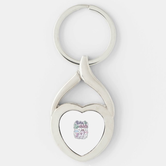 Unicorn Born to Sparkle Graphic Design Merch Desig Key Ring (Front)