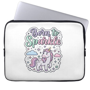 Unicorn Born to Sparkle Graphic Design Merch Desig Laptop Sleeve