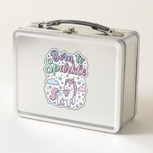 Unicorn Born to Sparkle Graphic Design Merch Desig Metal Lunch Box