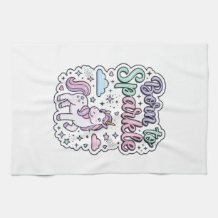 Unicorn Born to Sparkle Graphic Design Merch Desig Tea Towel