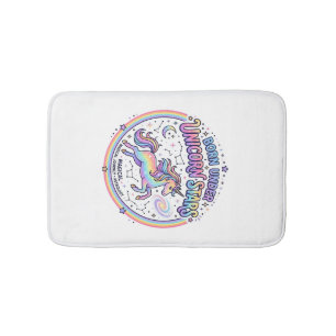 Unicorn Born Under Unicorn Stars Funny Print on De Bath Mat
