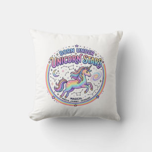 Unicorn Born Under Unicorn Stars Funny Print on De Cushion