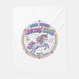Unicorn Born Under Unicorn Stars Funny Print on De Fleece Blanket