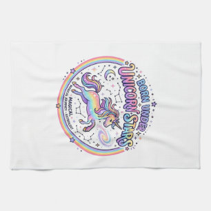 Unicorn Born Under Unicorn Stars Funny Print on De Tea Towel