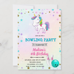 Unicorn bowling invitation