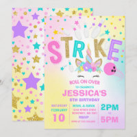 Unicorn Bowling Invitation Bowling Birthday Party