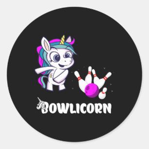 Unicorn Bowling Pin Strike Bowling Bowler Bowling Classic Round Sticker