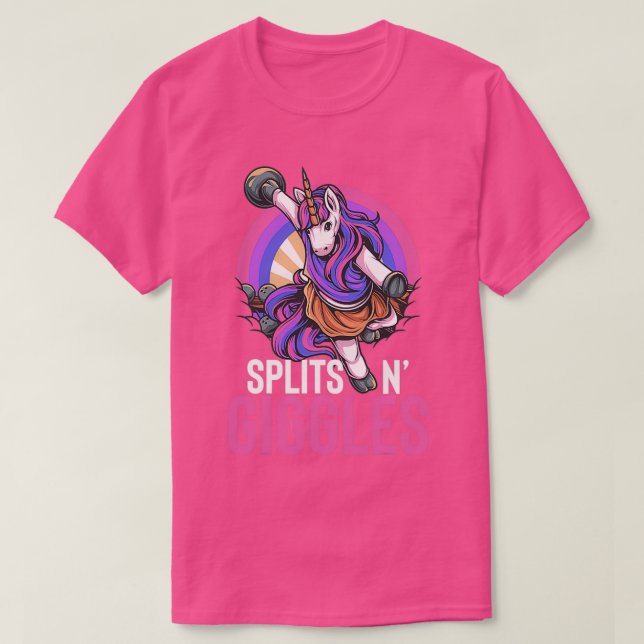 Unicorn Bowling Team Splits N Giggles T T-Shirt (Design Front)