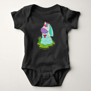 Unicorn Bride Heart Wedding Baby Bodysuit
