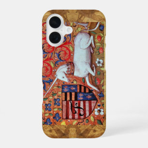 UNICORN Brown Parchment Monogram iPhone 16 Case