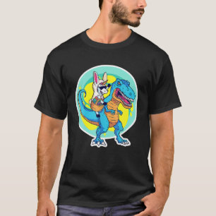 Unicorn Bunny Costume On A T Rex Dinosaur Happy Ea T-Shirt