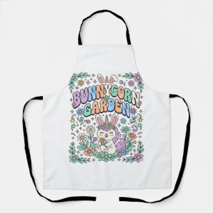 Unicorn Bunnycorn Garden Kawaii Typography Design_ Apron