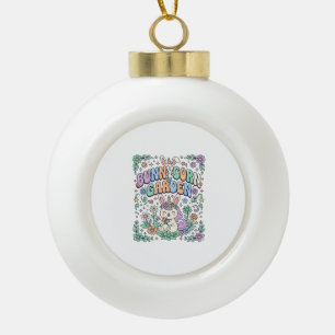 Unicorn Bunnycorn Garden Kawaii Typography Design_ Ceramic Ball Christmas Ornament