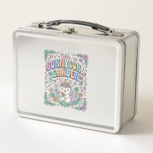 Unicorn Bunnycorn Garden Kawaii Typography Design_ Metal Lunch Box