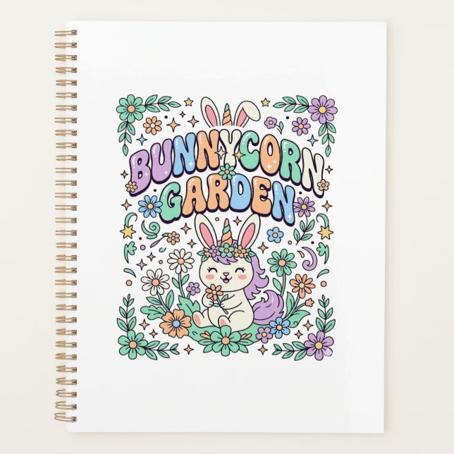 Unicorn Bunnycorn Garden Kawaii Typography Design_ Planner (Front)