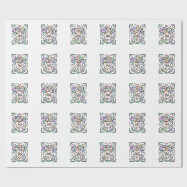 Unicorn Bunnycorn Garden Kawaii Typography Design_ Wrapping Paper (Flat)