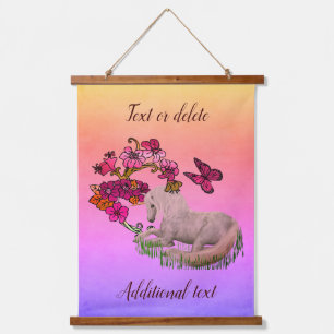 Unicorn Butterflies And Flowers Personalised  Hanging Tapestry