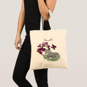 Unicorn Butterflies And Flowers Personalised Tote Bag