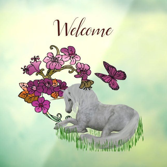 Unicorn Butterflies And Flowers Welcome (Sheet 3)