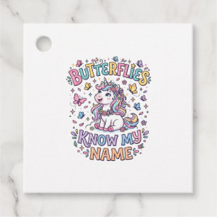 Unicorn Butterflies Know My Name Charming POD Artw Favour Tags