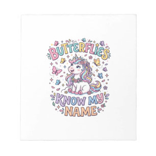 Unicorn Butterflies Know My Name Charming POD Artw Notepad