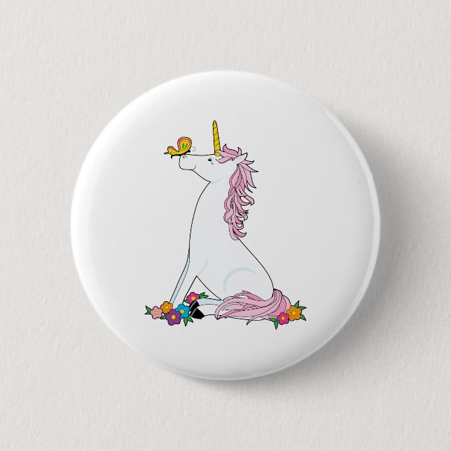 Unicorn Butterfly 6 Cm Round Badge (Front)