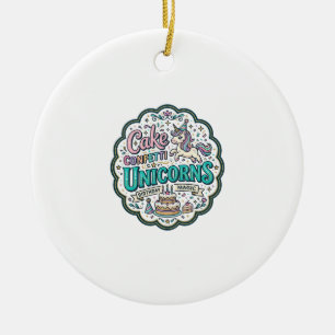 Unicorn Cake Confetti Unicorns POD Ready POD Artwo Ceramic Ornament