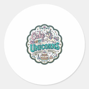 Unicorn Cake Confetti Unicorns POD Ready POD Artwo Classic Round Sticker