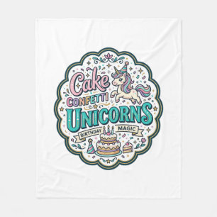 Unicorn Cake Confetti Unicorns POD Ready POD Artwo Fleece Blanket
