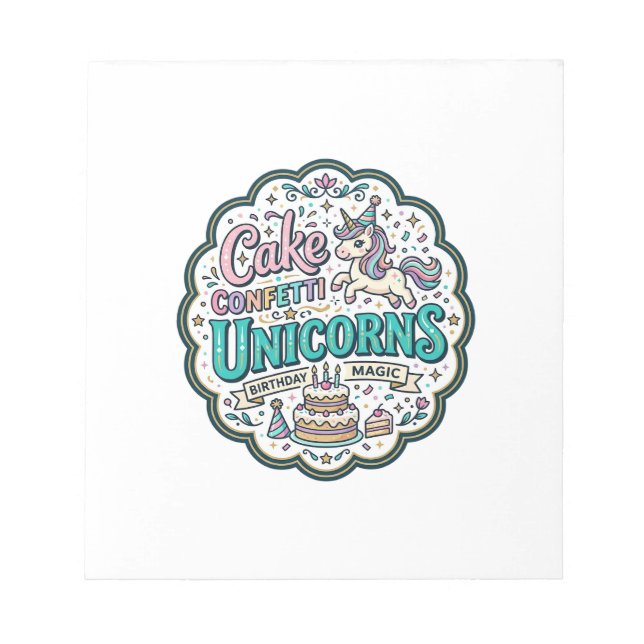 Unicorn Cake Confetti Unicorns POD Ready POD Artwo Notepad (Front)