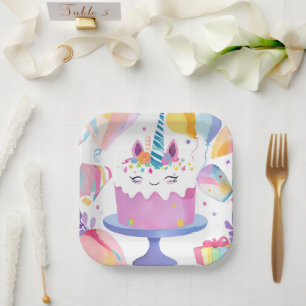 Unicorn Cake Paper Plates