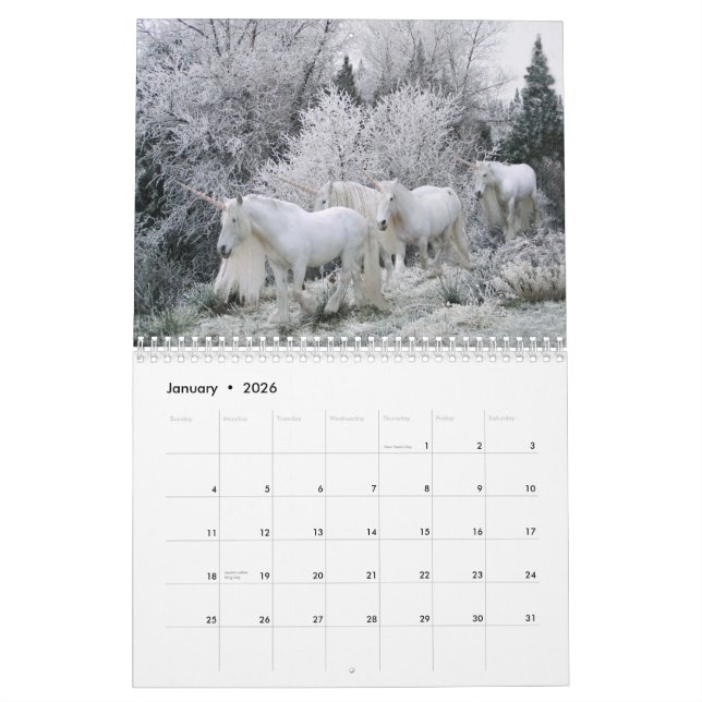 Unicorn Calendar (Jan 2026)