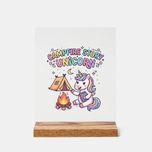 Unicorn Campfire Story Unicorn Charming POD Artwor Acrylic Sign